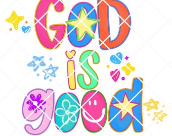 Preppy Christian png, Preppy Floral PNG, Hand beschriftet, hell bunt Doodle Christian png, Kokette Christian png, Jesus, Gott