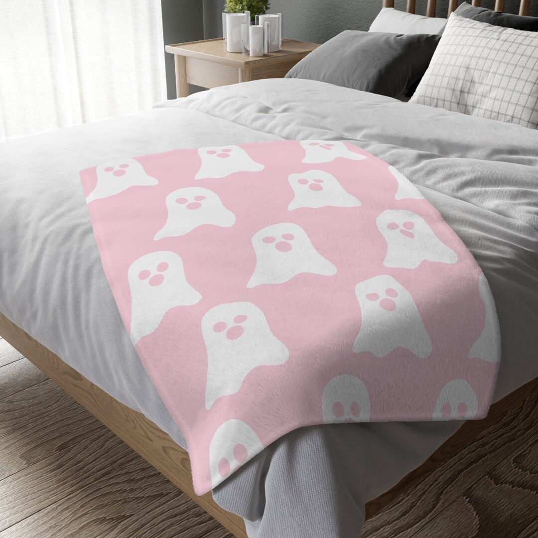 Reversible Pastel Pink Ghost Blanket Halloween Ghost Blanket Etsy