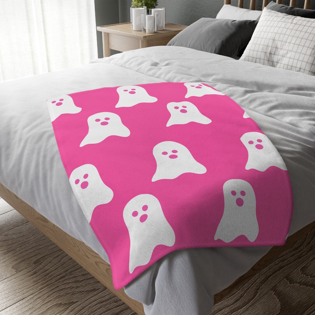 Reversible Pink Ghost Blanket Halloween Ghost Blanket Etsy