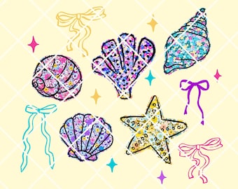 Floral Coquette Seashell png, Preppy Coastal png, Beach png, Boho Summer Png,Summer Coquette Png,Starfish Png,Retro Floral png,Trendy Summer
