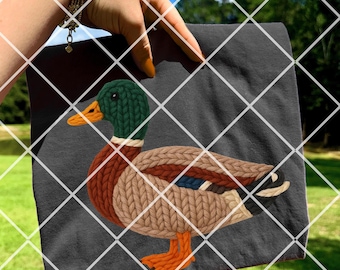 Faux Yarn Duck png, Vintage Duck png, Duck png, Mallard png, Duck Hunting png, Retro Duck png, Fall Duck png, Vintage Mallard png
