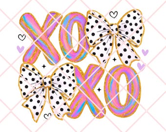 Coquette Valentines XOXO PNG, Trendy Valentine's Day Png, Pink Valentine, Girly Checkered Bow Png, Vday Sublimation Design, Digital Download