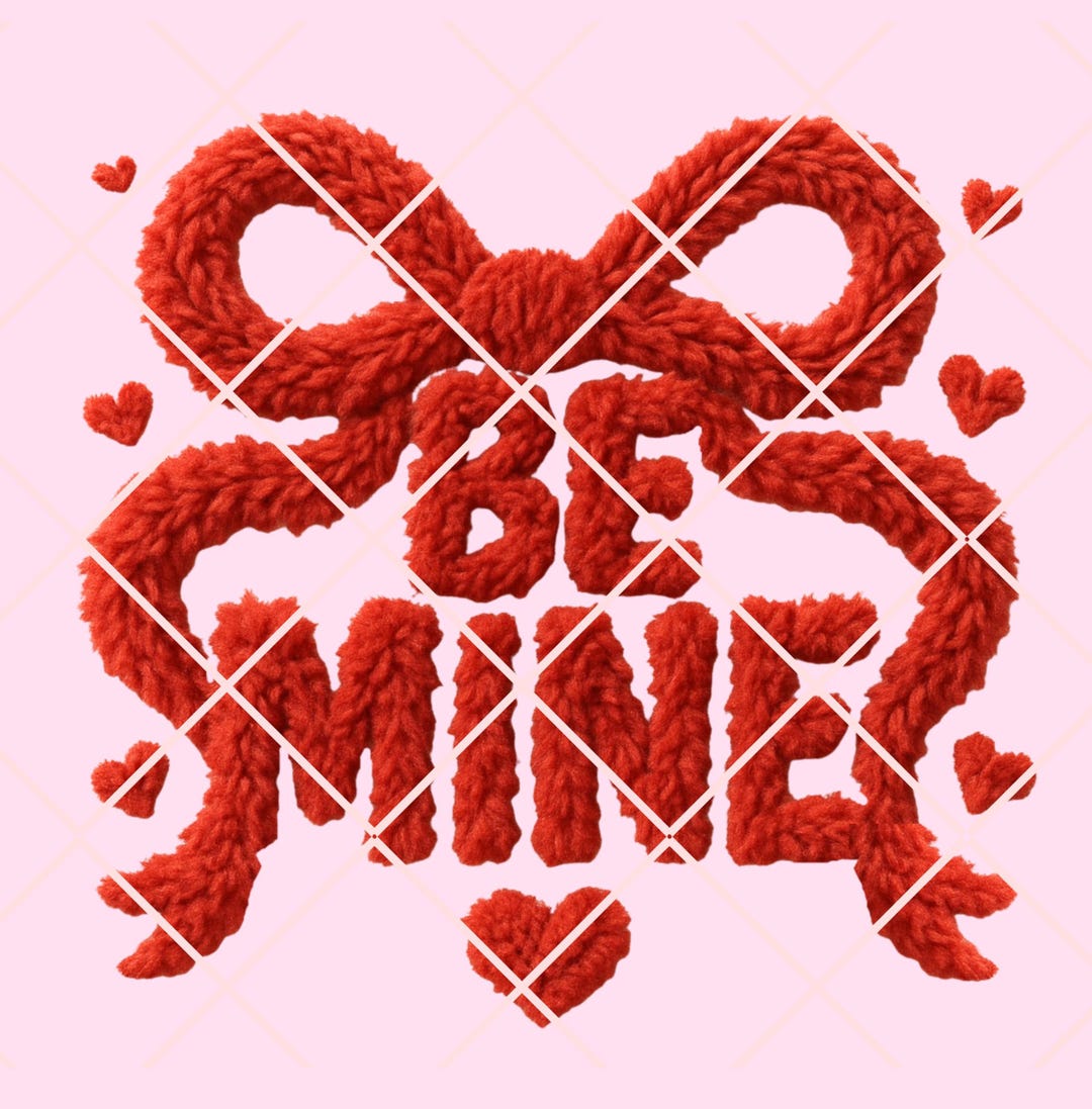 Faux Yarn Valentines Day Png, Be Mine Yarn Png, Coquette Valentine Png ...