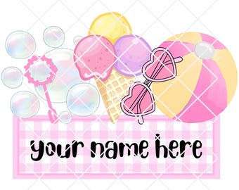 Girls Summer Things With Name png, Summer Time Sublimation,Outside Fun png, Girly Summer Things,Kids Beach design,Summer Kids png,Beach Ball