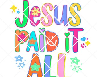 Preppy Christian png, Preppy Floral Religious png,Bright Colorful Doodle Christian png,Coquette Christian,Hand Lettered,Jesus,Neon Religious