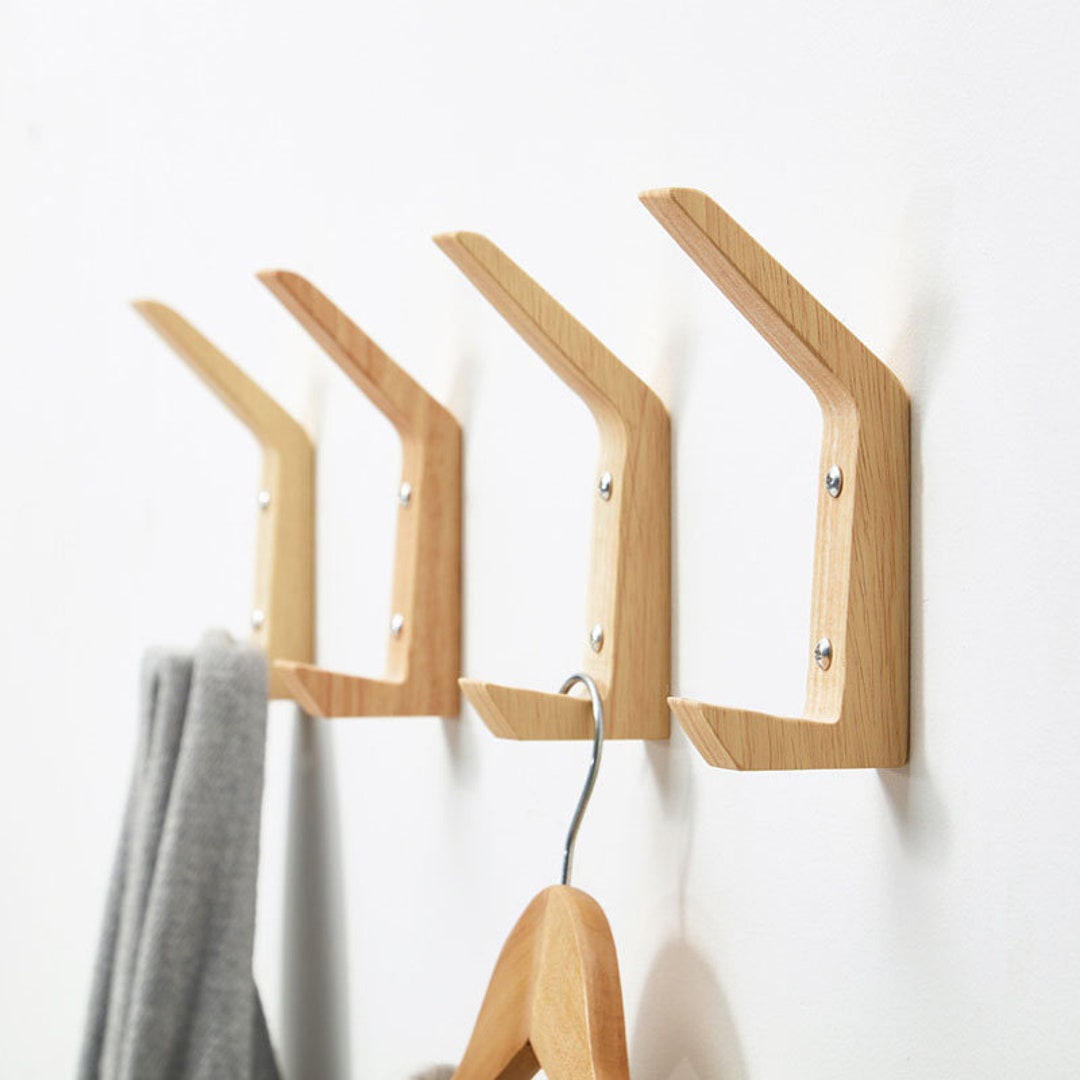 Hand Made Simple Wood Hanging Hooks Wall Mounted Coat Clothes Etsy