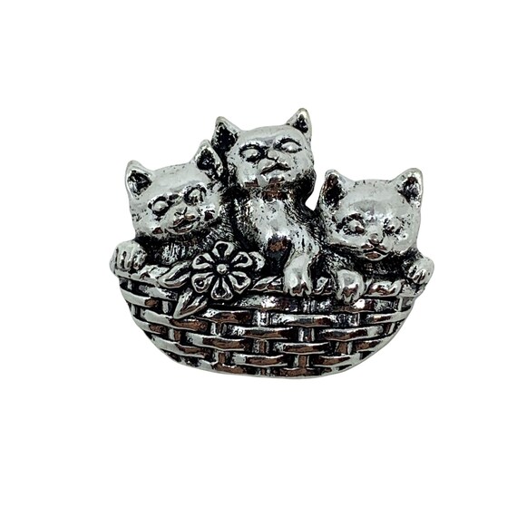 Three Kittens in Basket Brooch/Pin - image 1