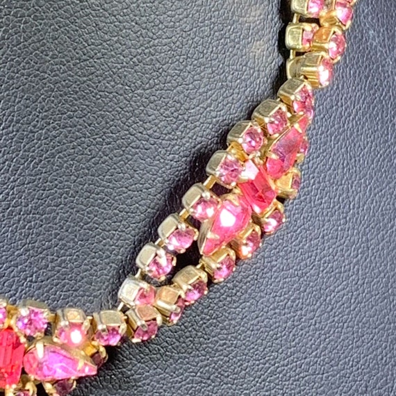 Necklace Pink Rhinestone Twisted Vintage 1940s - image 4