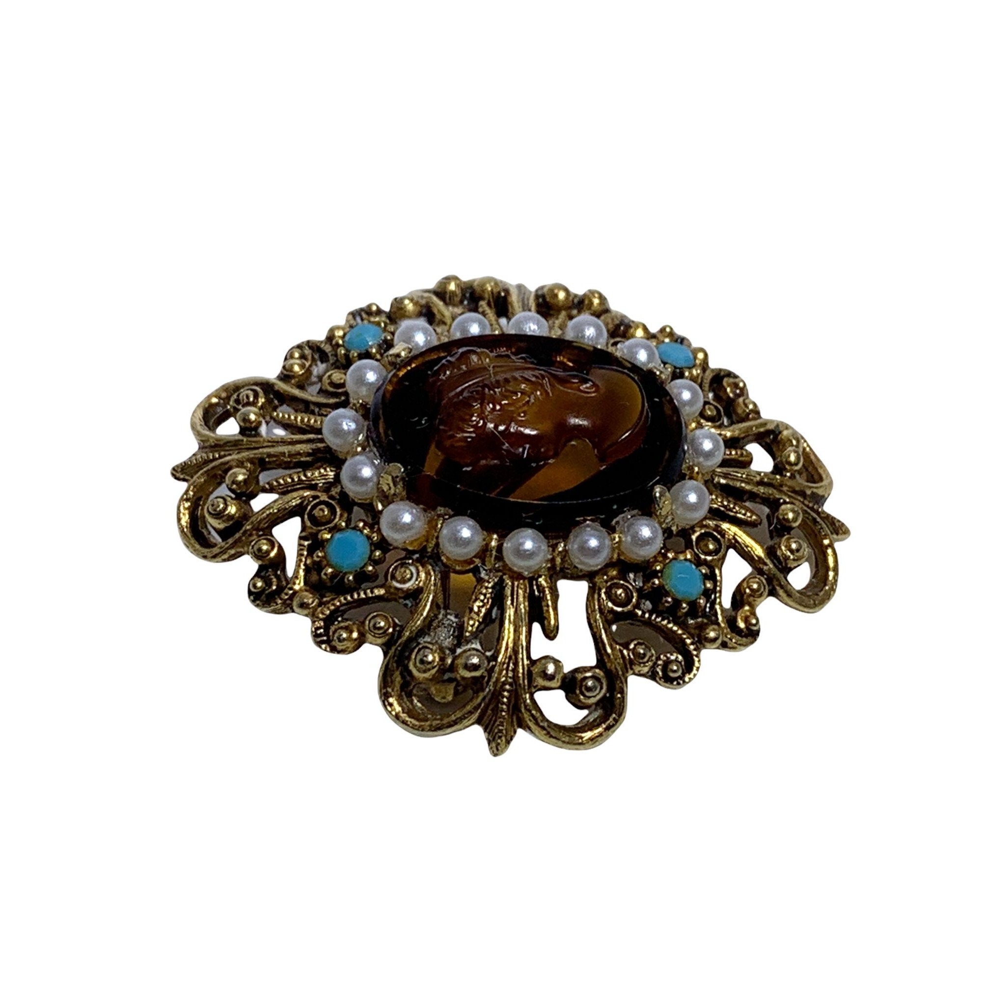 FLORENZA 1950s Vtg Cameo Brooch - Etsy