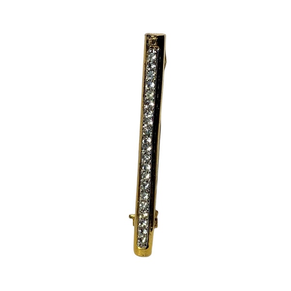 Vintage Gold Tone Bar Brooch with Rhinestones