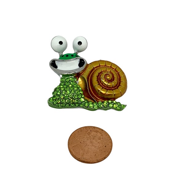 Green and Gold Snail Brooch - image 2