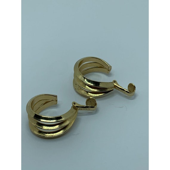 BERGERE Triple Hoop Gold Tone Earrings Clips Etsy