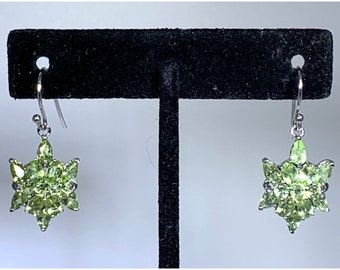 Stauer Pierced Earrings Hanging 925 Silver Green Amethyst Vintage Signed