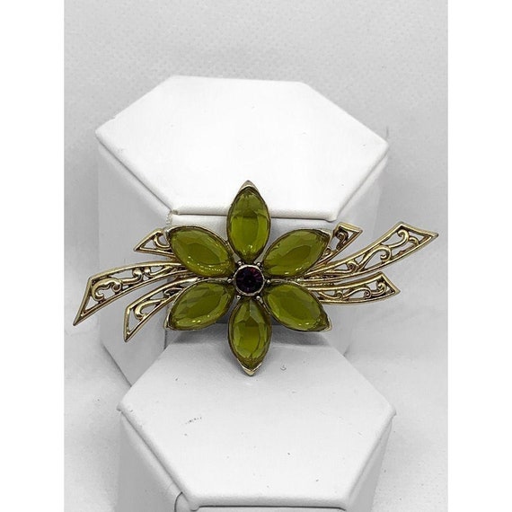 MONET rhinestone flower brooch pin vintage - image 3