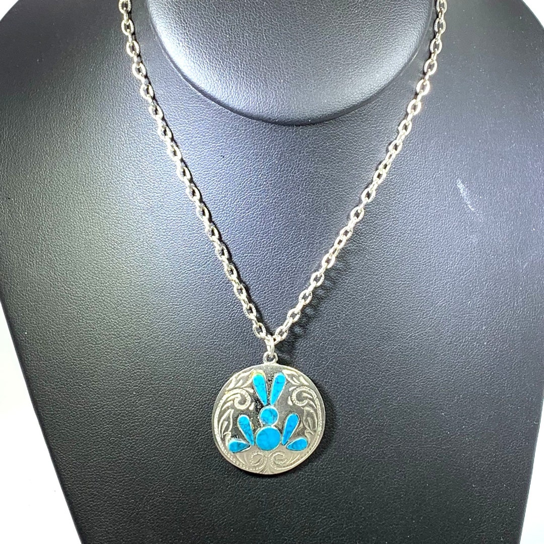 Roma Necklace Silver Plate Turquoise Rabbit Signed - Etsy