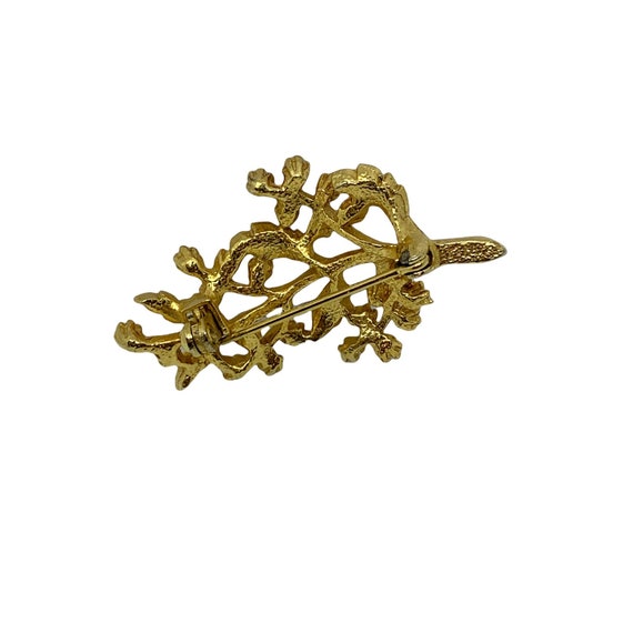 Vintage Gold and Pearl Branch/Leaf Brooch - image 2