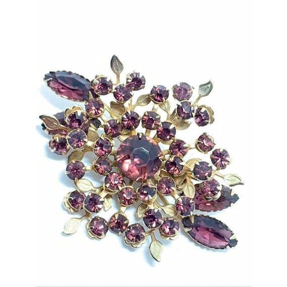 BEAU JEWELS Brooch w Deep Purple Stones - vintage - image 2