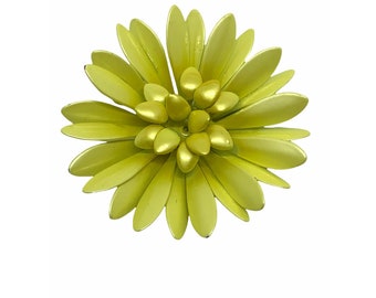vintage années 1960 Yellow Flower Power Broche émaillée Pin