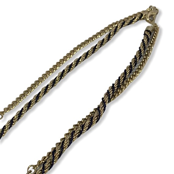 Vintage Black, Gold and Pearl Double Strand Neckl… - image 3