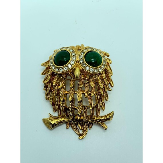 Liz Claiborne Vintage Bejeweled Owl Brooch