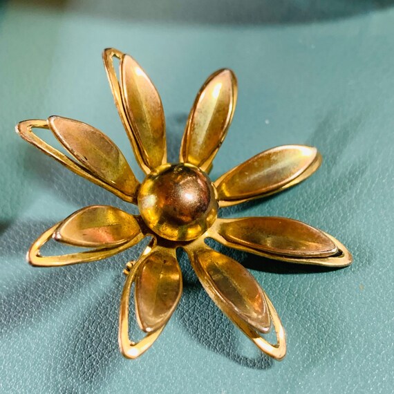 Bronze/Brass Flower 3D Brooch Pin - image 3
