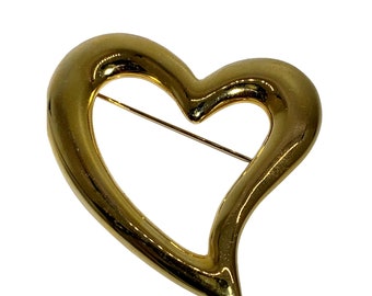 CAROLEE Vintage Gold Open Heart Brosche signiert