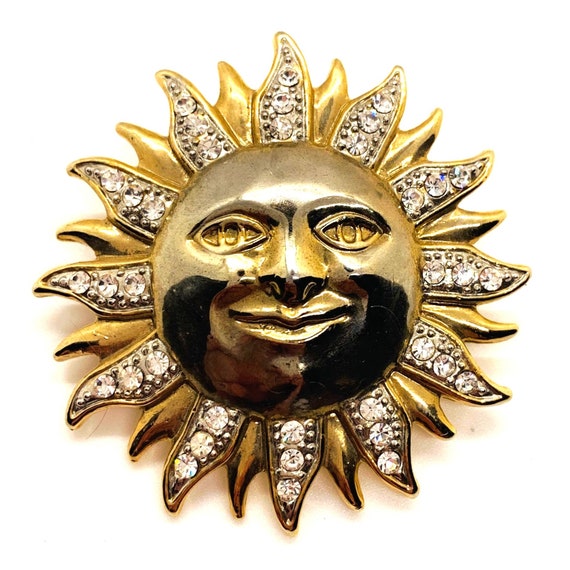 Spoontiques Pin Art Pewter Rhinestones Sun Face P… - image 2