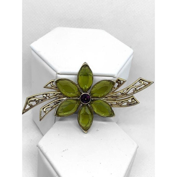 MONET rhinestone flower brooch pin vintage - image 1