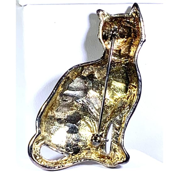 Brooch Pin Sitting Cat Rhinestones Vintage - image 4