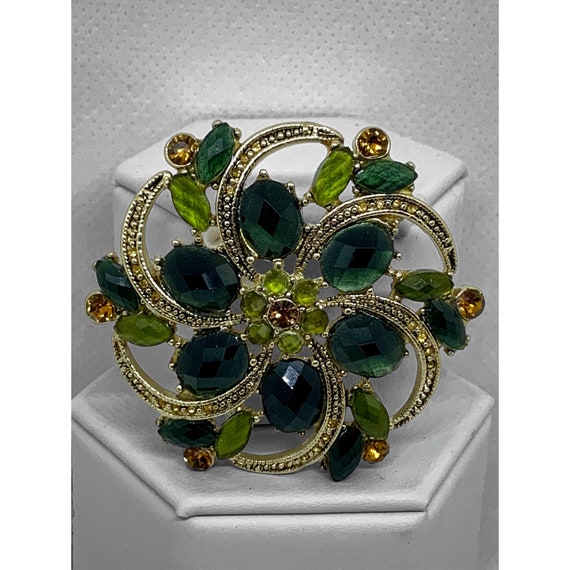 LIZ CLAIBORNE Vintage Flower Brooch Pin Rhinestone - image 2