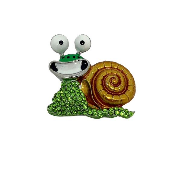 Green and Gold Snail Brooch - image 1
