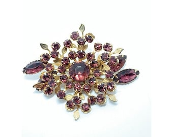 BEAU JEWELS Broche w Deep Purple Stones - vintage