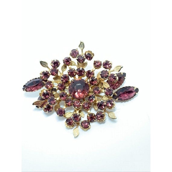 BEAU JEWELS Brooch w Deep Purple Stones - vintage - image 1