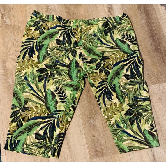 SUSAN GRAVER Women's 24W Capri Pants Tropical Print QVC Zip