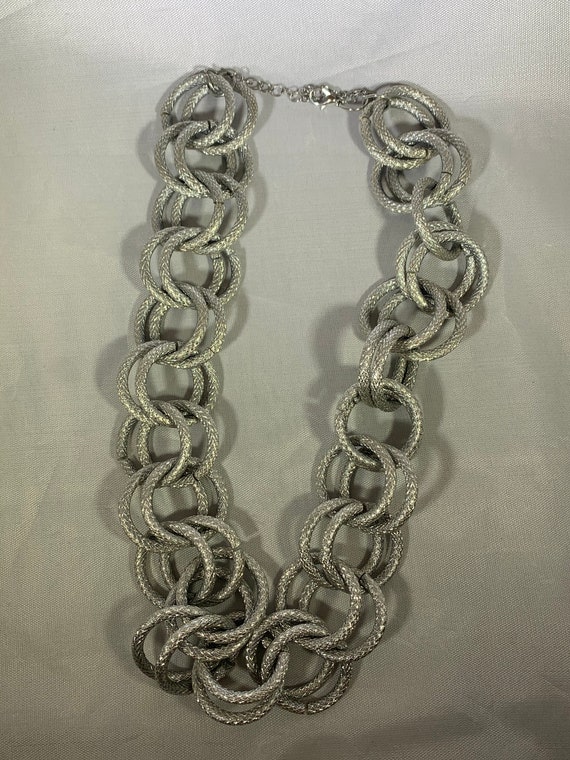 Silver Tone Loop Necklace - image 3