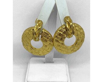 GIVENCHY Vintage Gold Tejido Puerta Knocker Pendientes