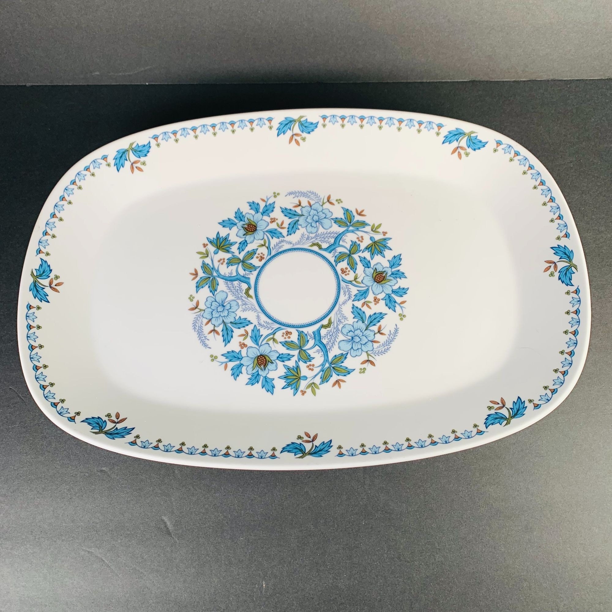 NORITAKE Progression China Japan Blue Moon 9022 Platter Vintage