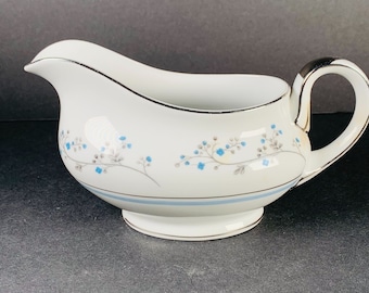 Wentworth Fine China Bluespray Gravy Boat Floral Silver Japan 808R