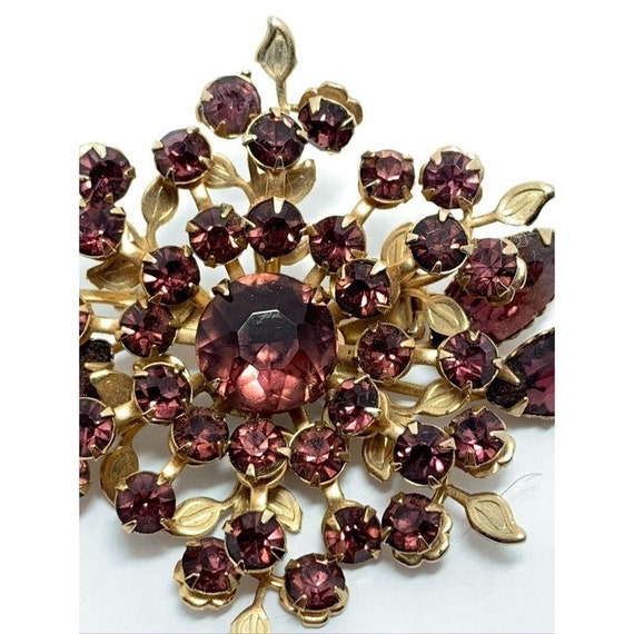 BEAU JEWELS Brooch w Deep Purple Stones - vintage - image 3