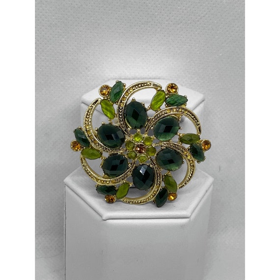 LIZ CLAIBORNE Vintage Flower Brooch Pin Rhinestone - image 1