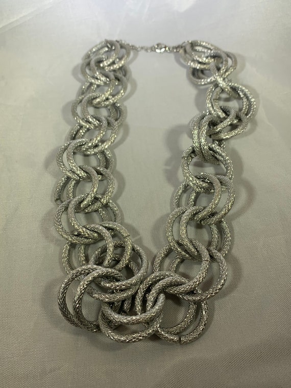 Silver Tone Loop Necklace - image 2