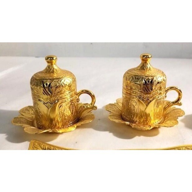 SENA Turkish Gold Tone Tea Set With Tray - Etsy SENA Turkish Gold Tone Tea Set With Tray - Etsy