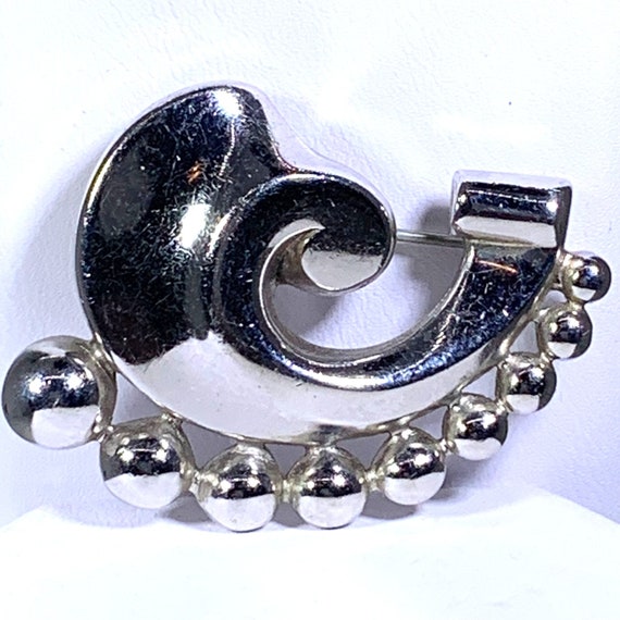 Monet Silver Tone Swirl Brooch Vintage - image 1