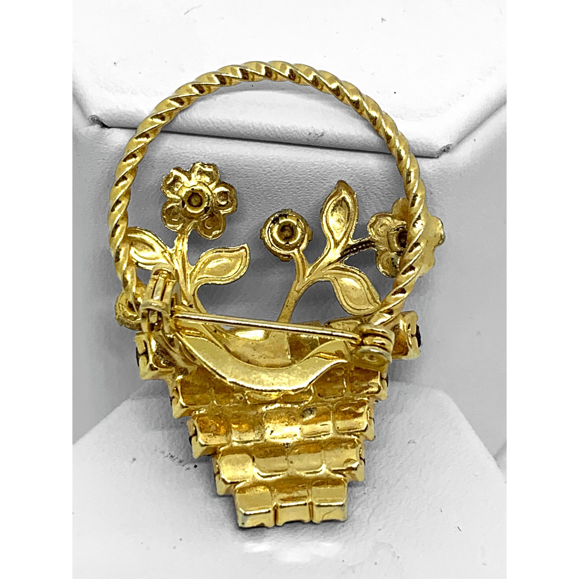 1960s Rhinestone Flower Basket Brooch Pin Etsy UK