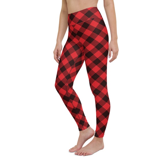 Buffalo Plaid Leggings Red Lumberjack Yoga Pants Easy Etsy
