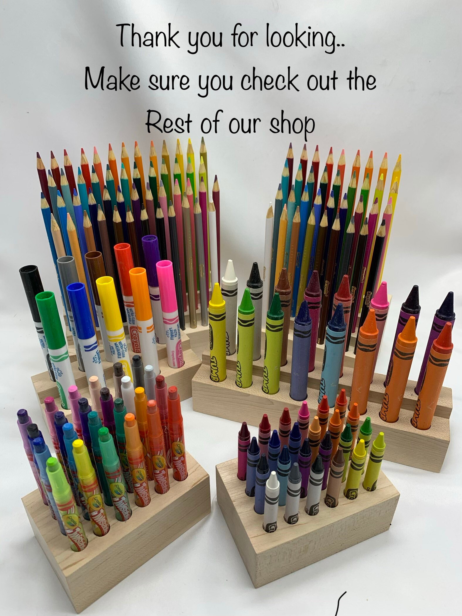Wood 16 Jumbo Crayola Crayon Holder Wooden Organizer 16 Etsy