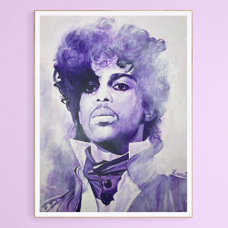 Prince Fan Art Poster Print, Purple Rain Room Décor, Celebrity Pop Art, Musician Fan Art, Prince Painting Wall Art, Art by Laurita image 2