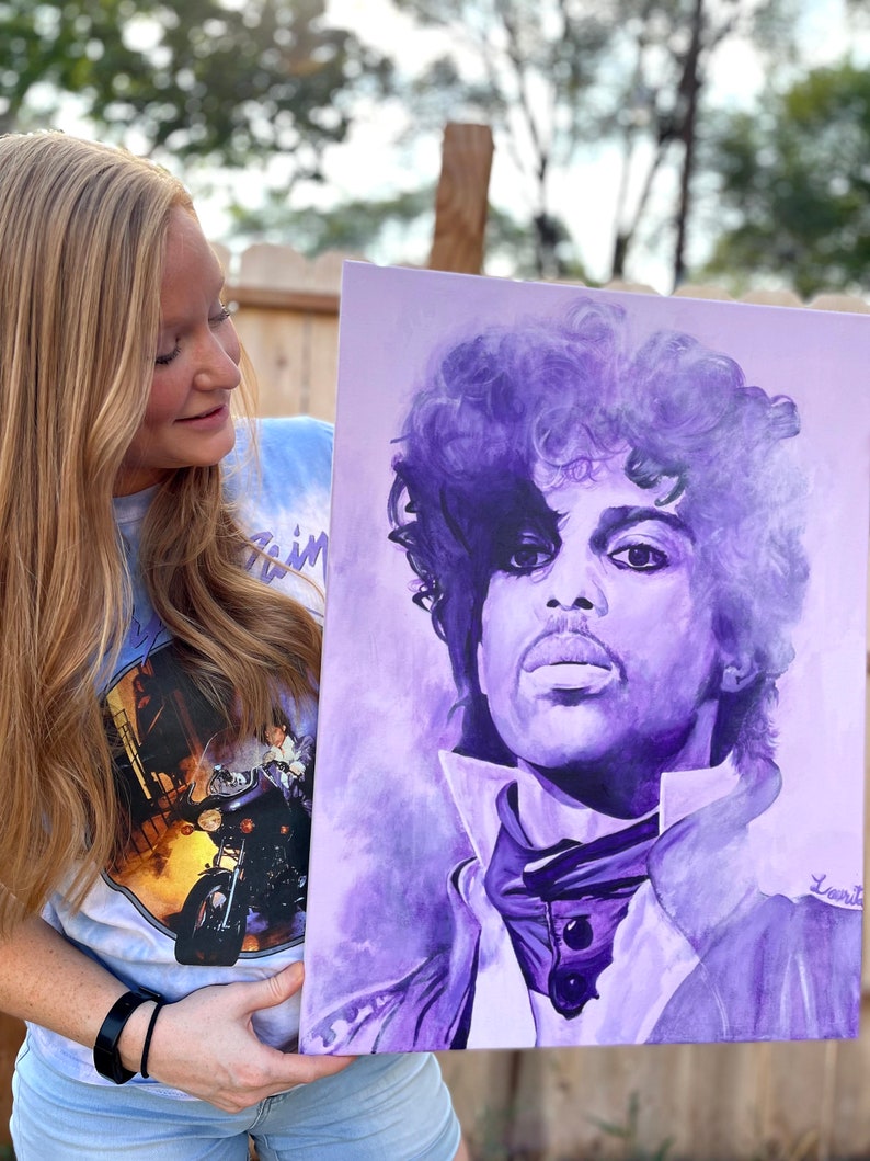 Prince Fan Art Poster Print, Purple Rain Room Décor, Celebrity Pop Art, Musician Fan Art, Prince Painting Wall Art, Art by Laurita image 3