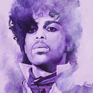 Prince Fan Art Poster Print, Purple Rain Room Décor, Celebrity Pop Art, Musician Fan Art, Prince Painting Wall Art, Art by Laurita image 1