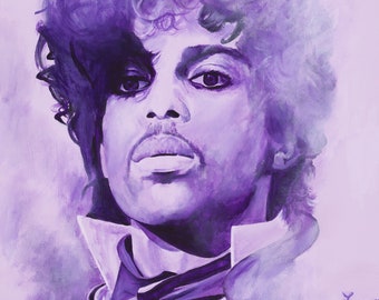 Prince Fan Art Poster Print, Purple Rain Room Decor, Celebrity Pop Art, Musician Fan Art, Prince Painting Wall Art, Art by Laurita